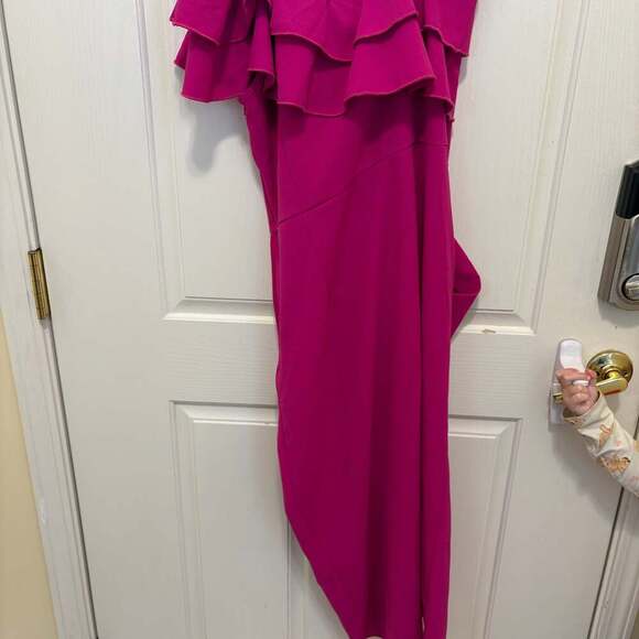 GRACE KARIN Women's One Shoulder Ruffle Slit Midi Dress - Picture 9 of 11